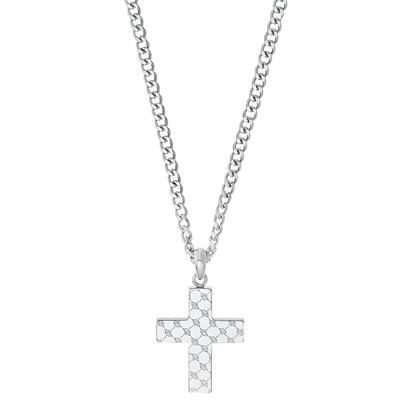 Kette mit Anhänger JOOP "Kreuz", silber (edelstahlfarben), Halsketten, Herren, Edelstahl, L: 60