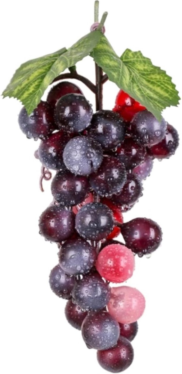 Set van 2 realistische kunstfruit trossen paarse druiven voor keuken decoratie