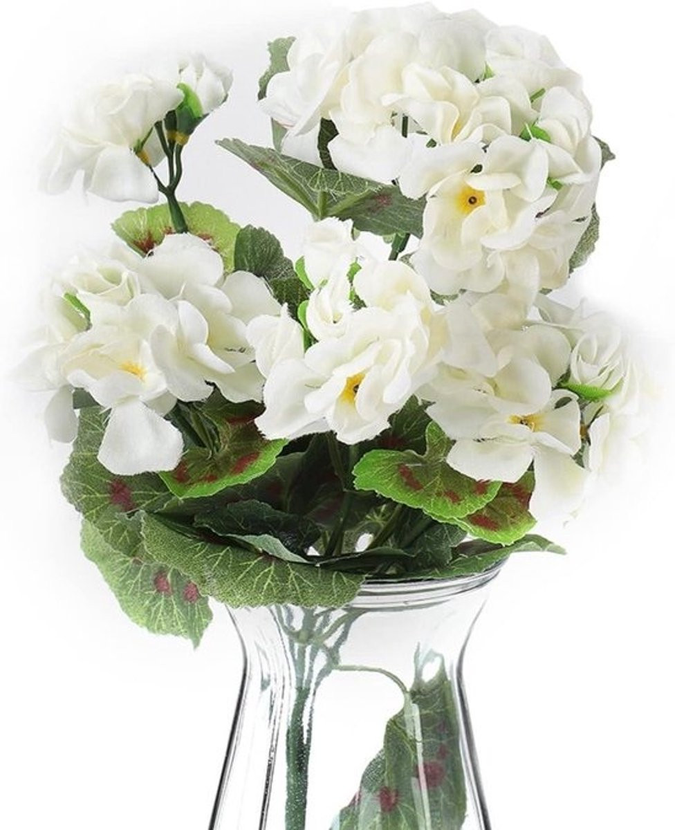 Realistische kunstbloemen Geraniums - Wit - 36 cm