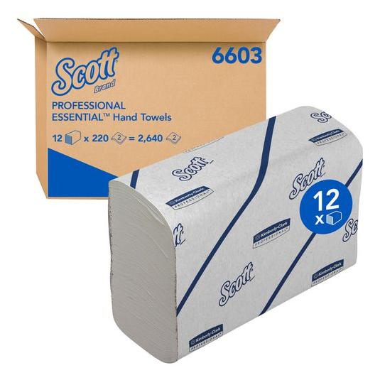 Scott Sports Scott MAINLINE Falthandtücher Weiss 6603 12 Stück à 220 Blatt (6603)
