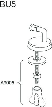 Pressalit charnière universelle BU5P999 Inox , pour siège WC Pinocchio , montage par le bas, sans couvercle