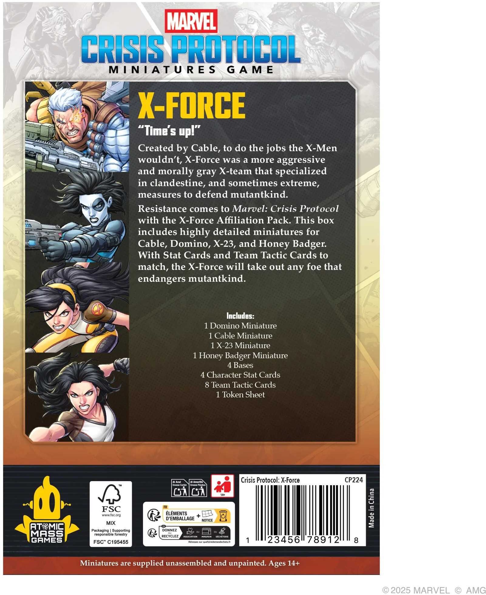 Marvel: Crisis Protocol X-Force Affiliation Pack for Board Games, Ages 14+, 2-6 Players, Miniatures, Strategy Game by Atomic Mass Games