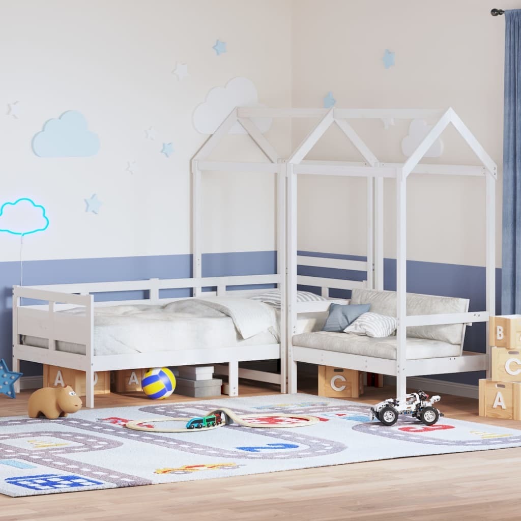 Maison Exclusive - Tagesbett und Bank mit Dach Weiß 80x200 cm Kiefernholz
