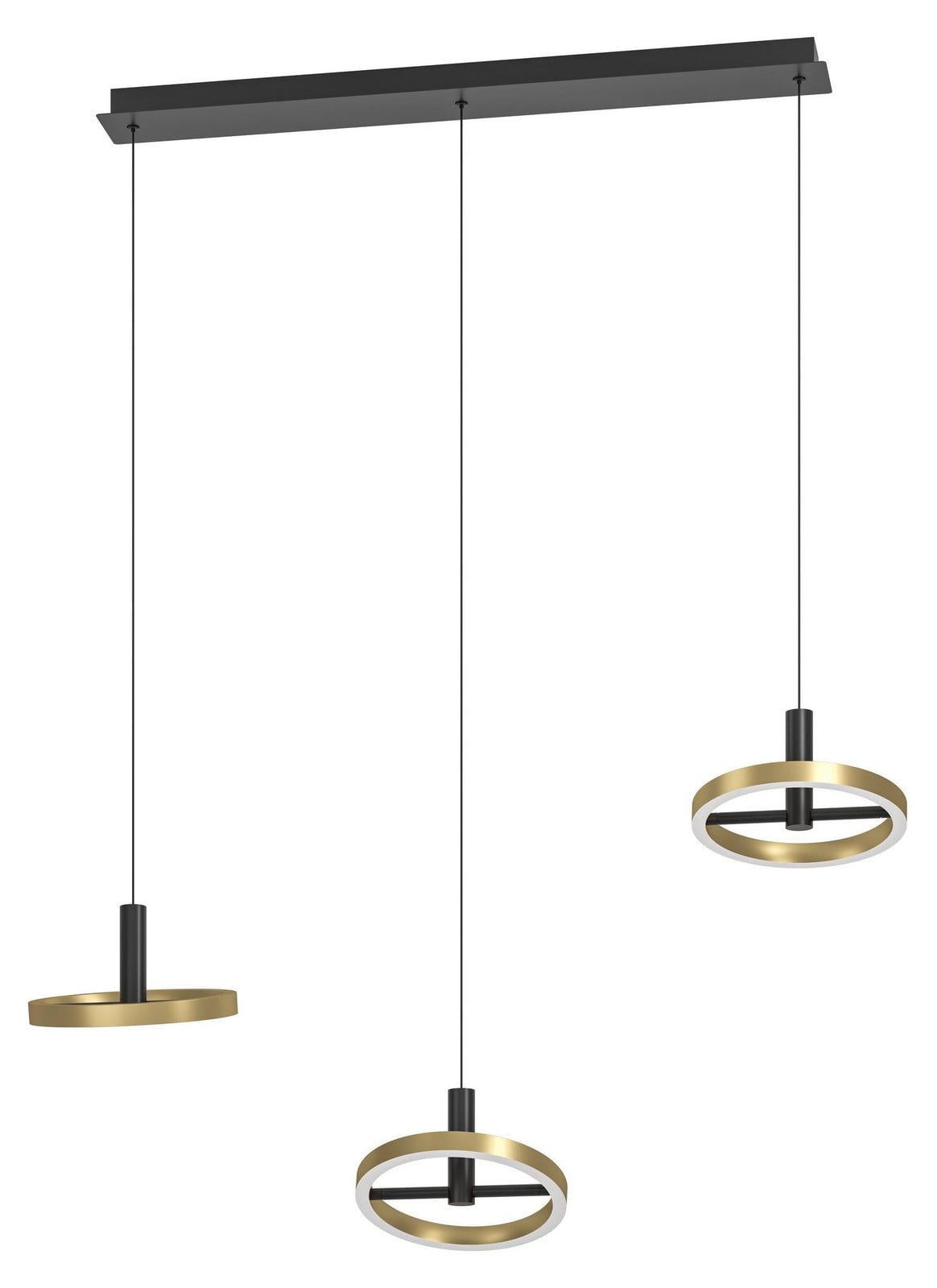 Eglo Hanglamp Brest 3-lichts recht zwart en goud/messing