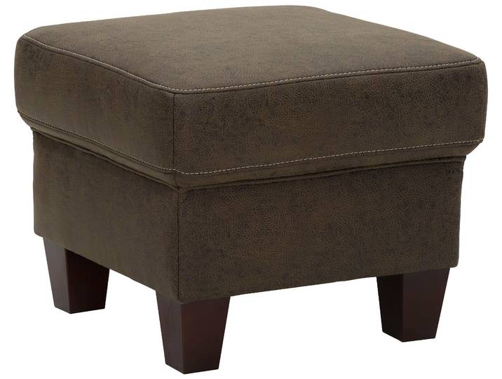 Polsterhocker, Luxus-Microfaser, Oliv, 58×48×58 cm, Mit Vierkantfüßen, Klassisch, Home-affaire