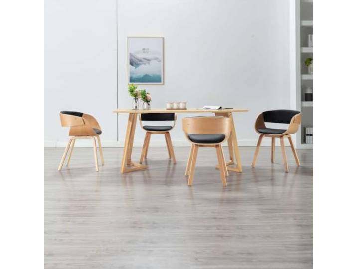 UYPTERF Esszimmerstühle 4 STK. Schwarz Bugholz und Kunstleder Weiche Polsterung, pflegeleicht, robuster Holzrahmen, elegantes Design, zeitlos, vielseitig kombinierbar