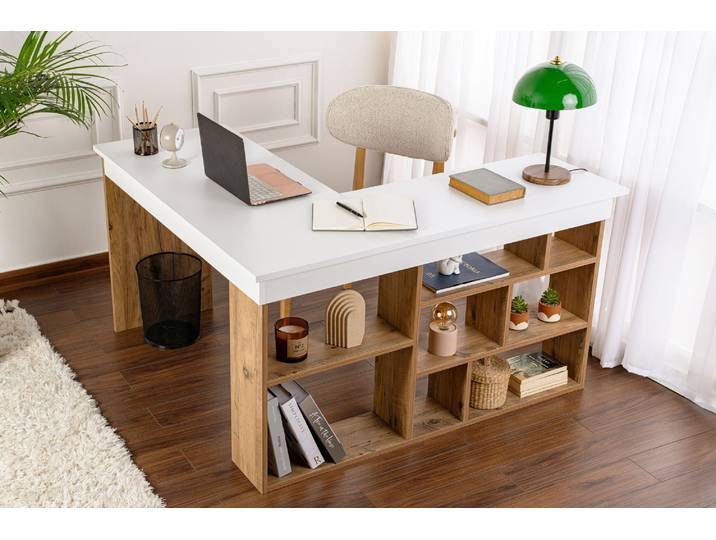 Skye Decor\, Vesper - White\, Atlantic Pine\, Bureaux\, blanc\, 130 x 72 x 50 cm