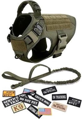 Uplift Essentials Professional Military Tactical Dog Training Harness And Leash Set army Green s