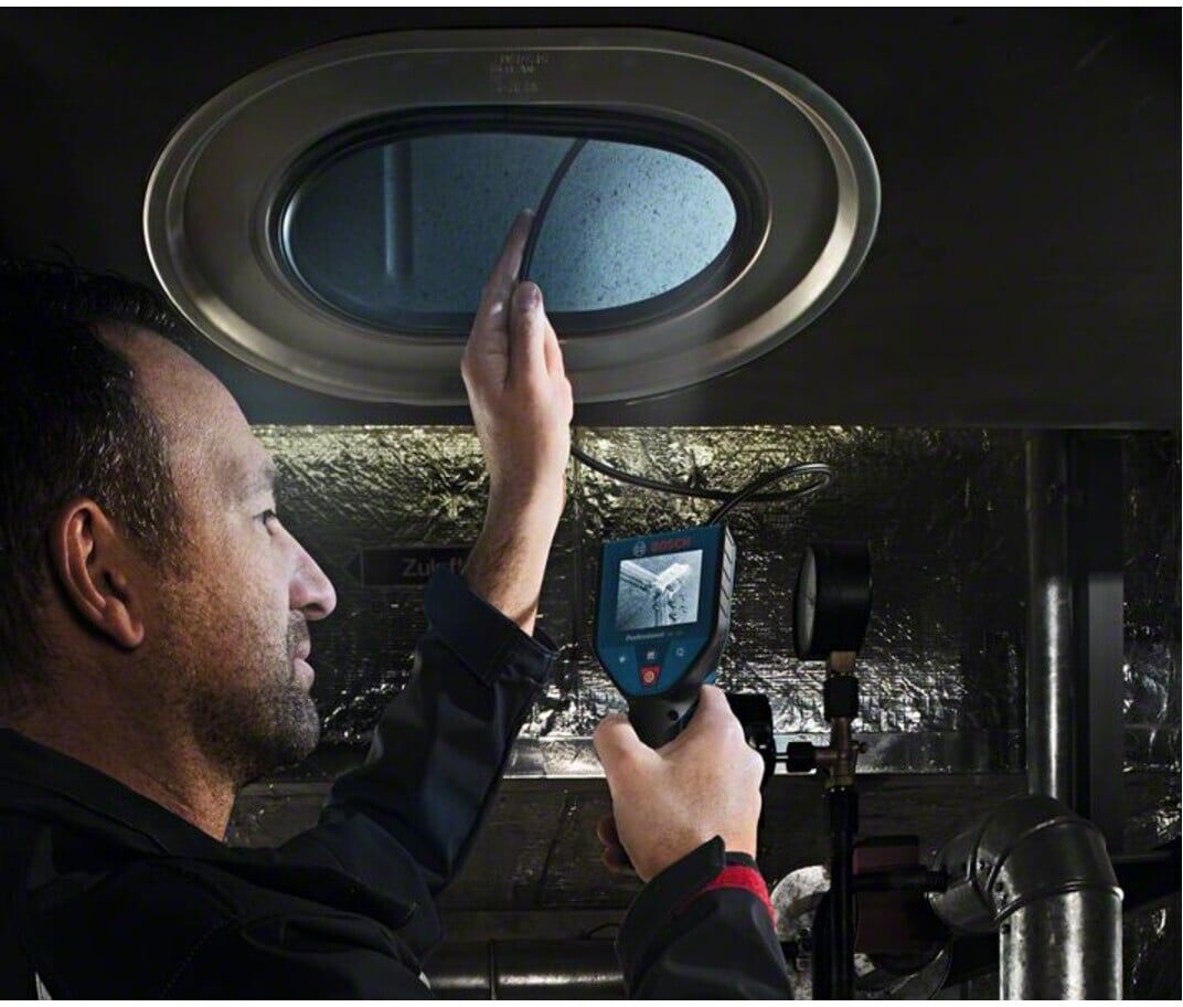 Bosch Professional GIC 120 Akku-Inspektionskamera mit 4 x 1,5-V-(AA)-Batterien   für Inspektionen von schwer zugänglichen Stellen   mit LCD-Display und Speicherfunktion   601241100 (0601241100)