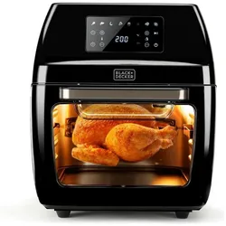 Black & Decker Black+Decker BXAFO1200E - Heissluftfritteuse und Backofen, 1700W, 12L, Fritteuse, Schwarz