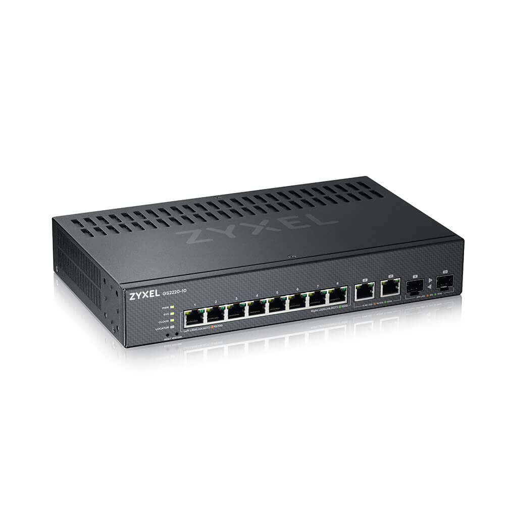 Zyxel GS2200-10 Managed Switch 8x Gigabit Ethernet, 2x RJ45/SFP Combo