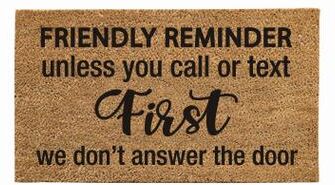 Evergreen "28"" x 16"" Natural Coir Door Mat, Friendly Reminder to Call or Text First - 28"" x 16"""