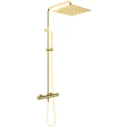Oltens Boran Duschset Wandmontage mit Thermostat mit Kopfbrause goldener Glanz 36503800