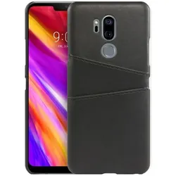Screenguard LG G7 ThinQ CardCaddy Leder Backcase mit Kartenfächern (LG G7 ThinQ), Smartphone Hülle, Schwarz