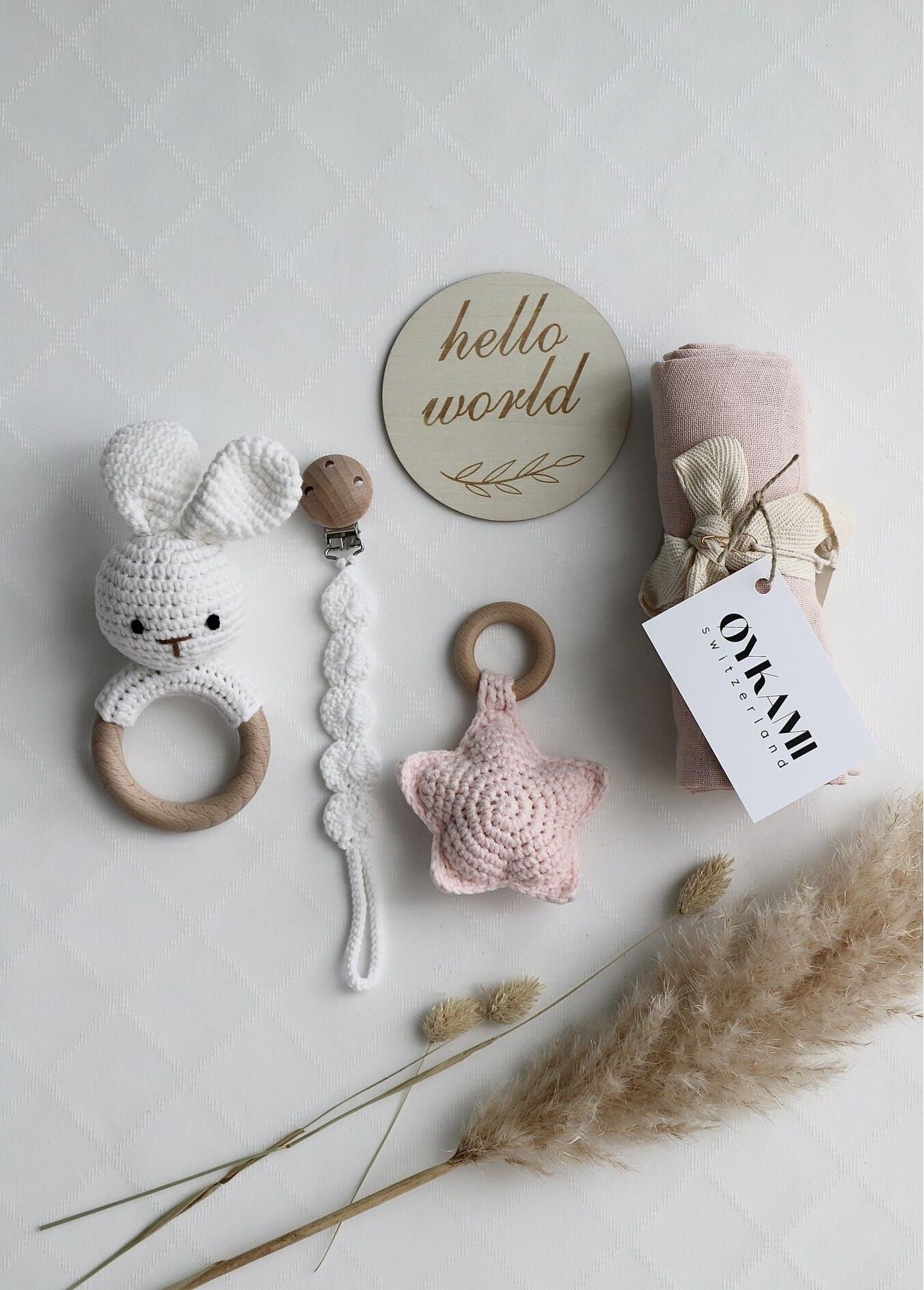 Babypflege-Set "Oykami Estland Rosa mit Hase", Baby, rosa (beige, rosa), Nageletuis Babypflege-Set, Holzart: Buche (Fagus sylvatica) - China beige, rosa Einheitsgröße