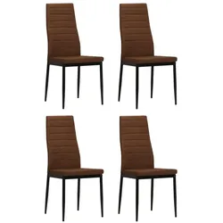Décoshop26 - Set aus 4 modernen Esszimmerstühlen für die Küche brauner Stoffbezug CDS021736