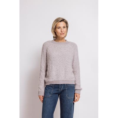 Strickpullover ZHRILL "JUTTI", Damen, Gr. M, grau, Strick, Obermaterial: 80% Polyester, 10% Viskose, 5% Nylon, 5% Polyacryl, unifarben, normal hüftbedeckend, Rundhals, Bündchen, Pullover Strickpullover, in Bouclé-Optik / Rundhalsausschnitt