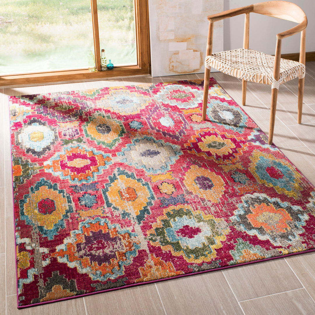 Bloomsbury Market Martucci Geometric Area Rug Red Rectangle 201 x 279cm