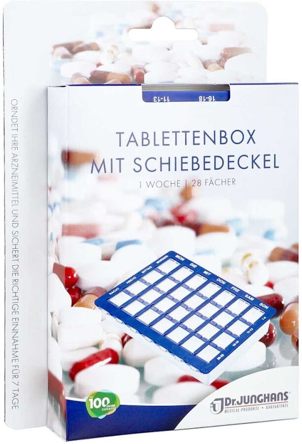 Tablettenbox 1 Woche 28 Fächer Schiebedeckel
