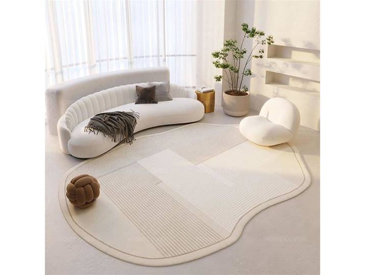 Tapis ovale irrégulier moderne imitation cachemire antidérapant lavable chambre salon 200x300cm