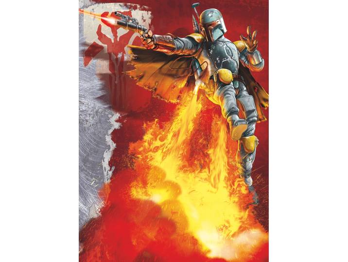 Fototapete KOMAR STAR WARS Boba Fett - Grösse 184 x 254 cm , bunt (rot, gelb, grau), B:184m L:254m, Papier, Tapeten, Fototapete, Kinderzimmer