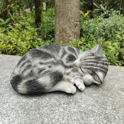 Hi-Line Gift Tabby Dreams: Enchanting Black Polyresin Sleeping Cat Figurine