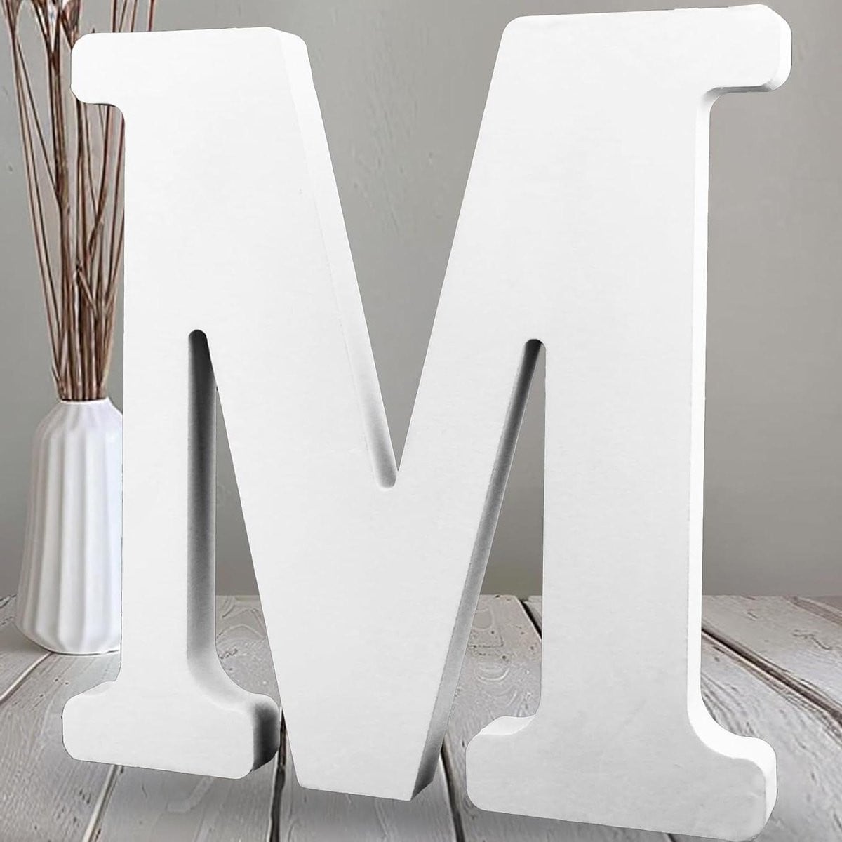 Houten Decoratie Letter - Zelfstandige Muurdecoratie - Wit - B/D/H: 30.5 x 20.3 x 2 cm
