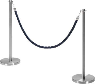 Sparset Absperrpfosten inkl. Robe, Ø 280 x H 850 mm, Edelstahl, 2 Stück + Robe mit L 1,50 m, blau
