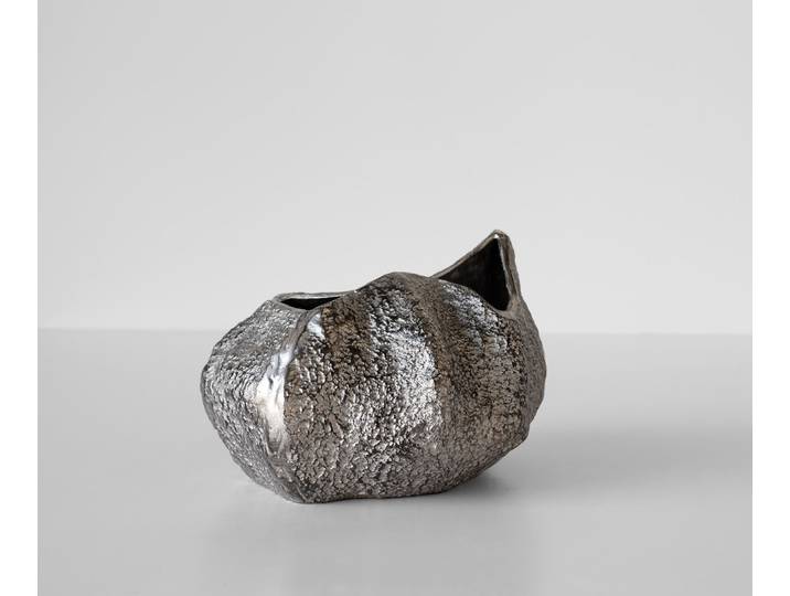 DELIFE Vase Cratera B29 x T24 x H19 cm Aluminium Platin Handgemacht, Wohnaccessoires