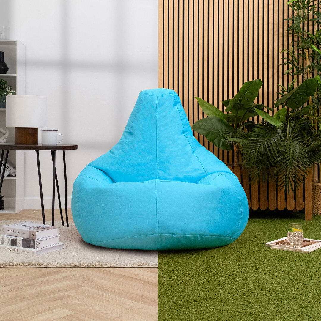 icon Dalton High Back Adult Gaming Indoor Outdoor Bean Bag Chair, Black Aqua Medium