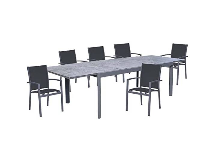 Harms 7 teilig Sitz Gruppe ALU Dunkelgrau Tisch-Gruppe Keramik graphit Veranda Garten