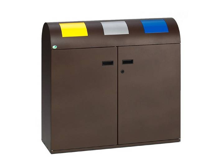 PROREGAL® Mülleimer Selbstlöschende Wertstoffsammlstation 80L Behälter 99,5x108x37,5 Braun