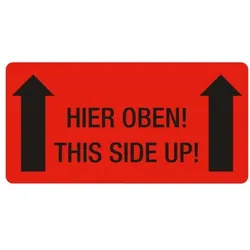 EICHNER Verpackungsetiketten Hinweis »Hier oben!« rot, 10x5 cm