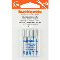 buttinette Overlock-Nähmaschinennadeln "Universal", Stärke: 80–90, Inhalt: 5 Stück