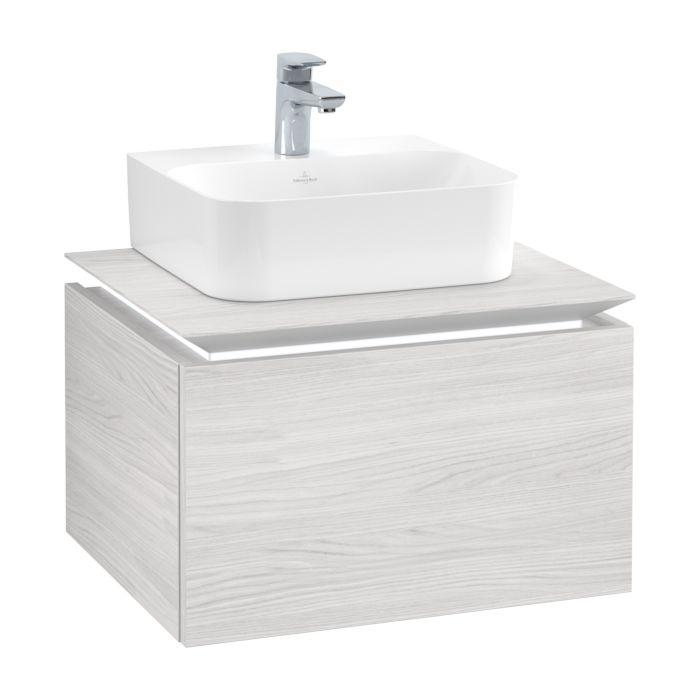 Villeroy & Boch Legato Waschtischunterschrank B731L0E8 60x38x50cm, mit LED-Beleuchtung, White Wood