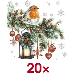 Papstar 20 Servietten »Winter Bird« 33 cm mehrfarbig, 33x33 cm