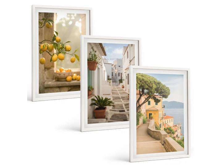 Tulup Bilder SET 3er Set - 40x60 cm Weißer Rahmen - Blick aus dem Fenster auf einen Zitrusbaum, Kunststoff, Rechteckig, 40x60 cm, gerahmt, Bilder & Rahmen, Bilder