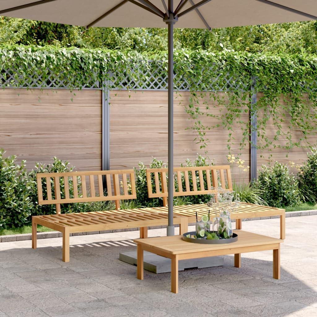 Mittelsofa aus massivem Akazienholz im Lattenrost-Design, flexibles modulares Outdoor-Sofa für Garten oder Terrasse, 2 Stück, 120 X 92 X 69 Cm