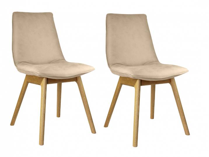 4-Fussstuhl GOODPRODUCT Ramon , beige (beige trelew 9534, eiche natur), B:46cm H:89cm T:57cm, Holzwerkstoff, Massivholz, Polyester, Stühle, 4-Fussstuhl, mit Massivholzbeinen, verschiedene Stoffe