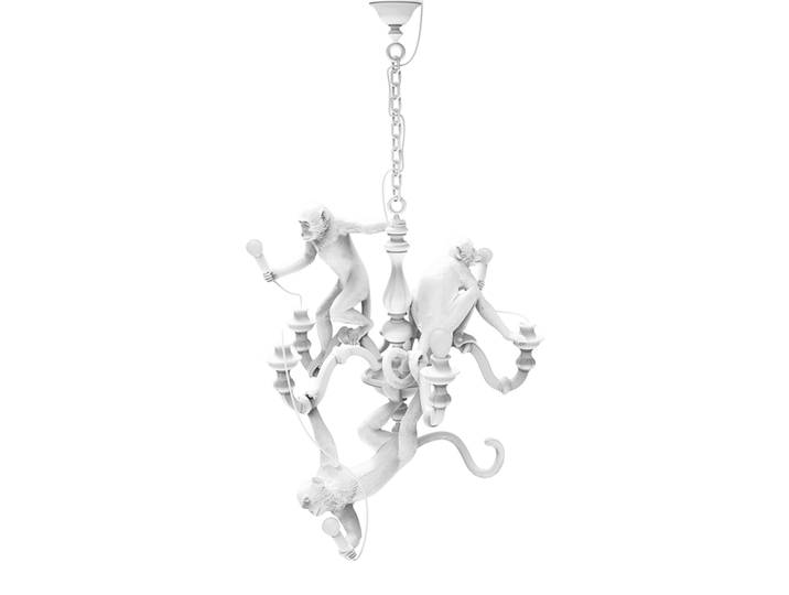 SELETTI lampe à suspension MONKEY CHANDELIER WHITE (Blanc - Résine)