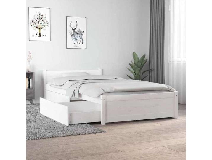 Soldes Flottants Lit simple 90x190cm Structure de lit classique sans matelas avec tiroirs blanc