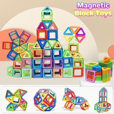 JoyToys Magnetic Building Blocks, Medium Size STEM Toys For Kids, Educational Magnet Construction Set For Creative Learning 84 pcs
