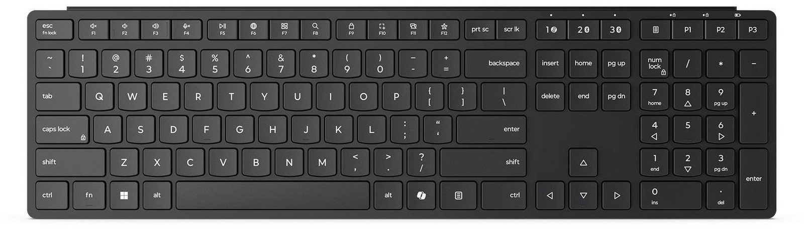 Lenovo Draadloos Multi-Mode Pro 6000 Toetsenbord, RF en Bluetooth, QWERTY, US Engels, zwart