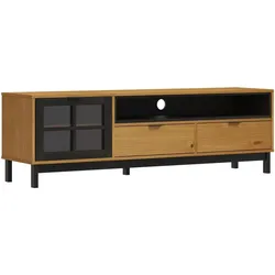vidaXL TV-Schrank mit Glastür FLAM 158x40x50 cm Massivholz Kiefer