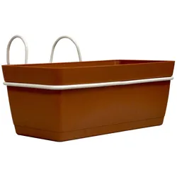ArtPlast - Set aus 3 Pflanzkästen 22x16,5x12,5 cm mit Haken in Farbe Terrakotta - POP-UP-Kollektion