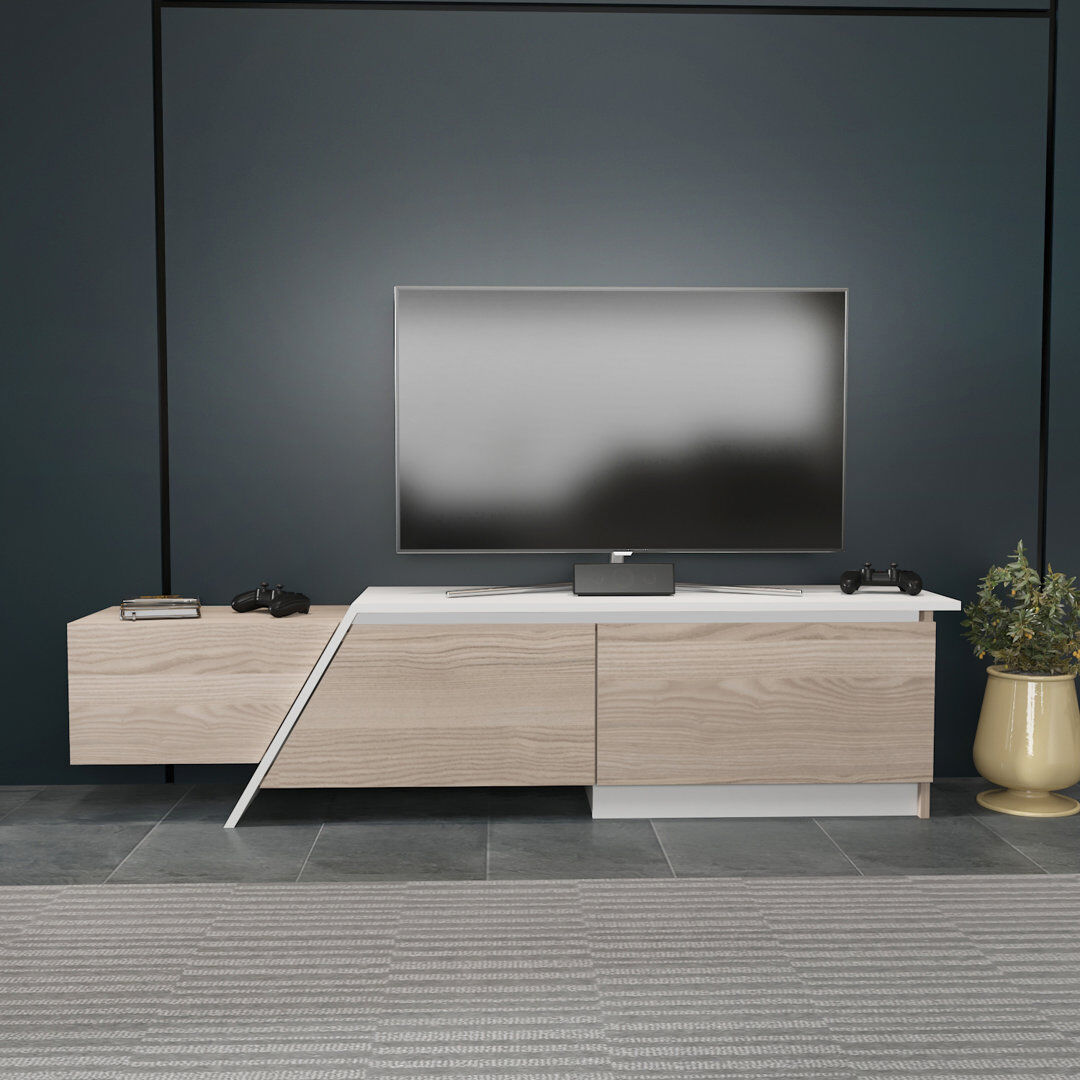 Wade Logan Aldford TV Stand TV Unit for TVs up to 55" Cordoba/White 55"
