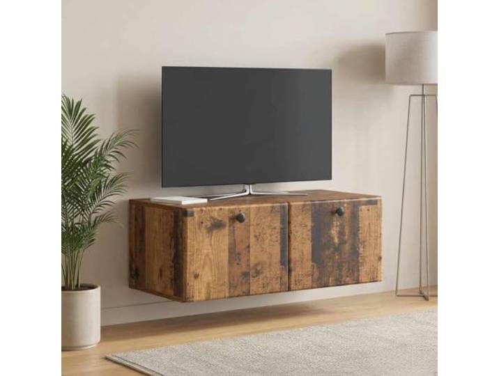 GKMBCVDFR Wandmontierter TV-Schrank 78,5x41x30 cm Altholz mit Pendeltüren 90° Pendeltüren, Holzwerkstoff, platzsparendes Design, einfache Reinigung, viel Stauraum