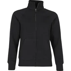 Fruit of the Loom LADIES PREMIUM SWEAT JACKET - Damen Sweatjacke mit Stehkragen und zwei Vordertaschen, schwarz, XS