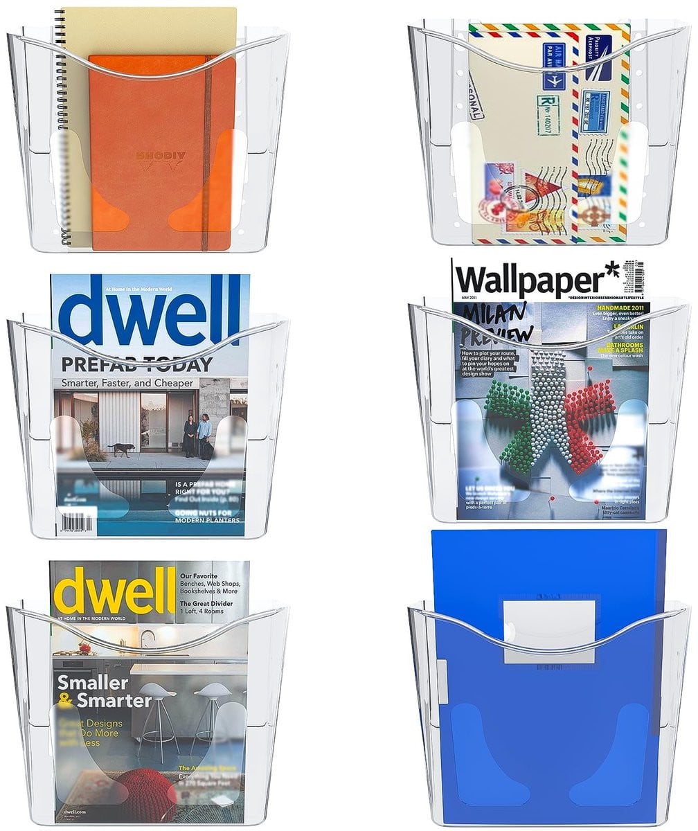 VT Goods Tijdschriftenhouder Wandhouder Transparant Acryl 6-Pack