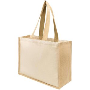 Böttcher-AG Einkaufstasche Shopper Future, beige, aus Jute, faltbar, mit Henkeln, 42 x 33 cm